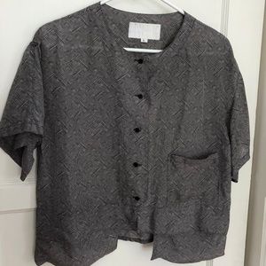 Garde lightweight silk button down printed top